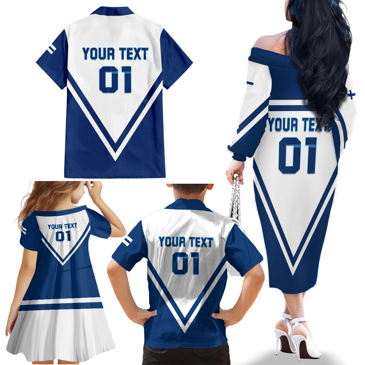 Finland Hockey 2024 Family Matching Off The Shoulder Long Sleeve Dress and Hawaiian Shirt Come on Leijonat - Wonder Print Shop