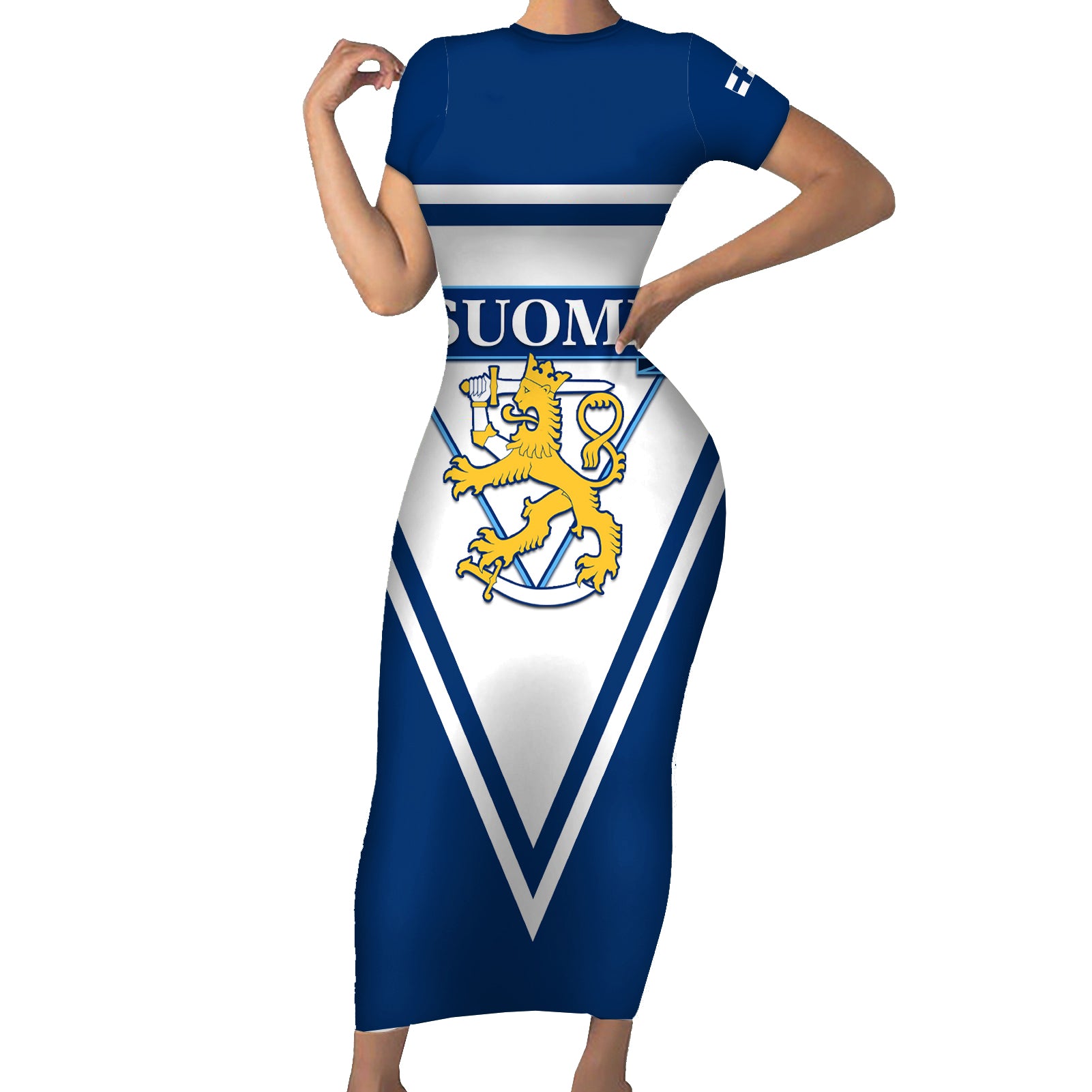 Finland Hockey 2024 Short Sleeve Bodycon Dress Come on Leijonat - Wonder Print Shop
