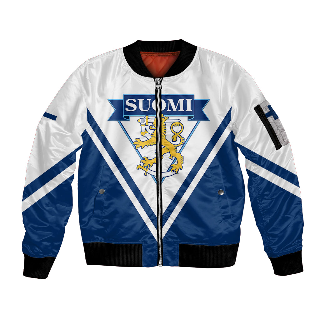 Finland Hockey 2024 Sleeve Zip Bomber Jacket Come on Leijonat - Wonder Print Shop