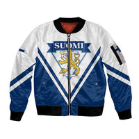 Finland Hockey 2024 Sleeve Zip Bomber Jacket Come on Leijonat - Wonder Print Shop