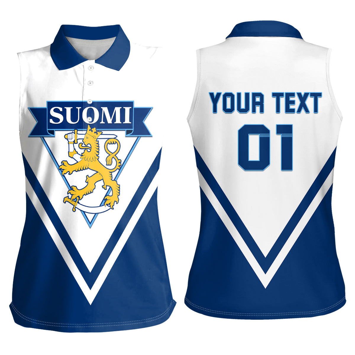 Finland Hockey 2024 Women Sleeveless Polo Shirt Come on Leijonat - Wonder Print Shop