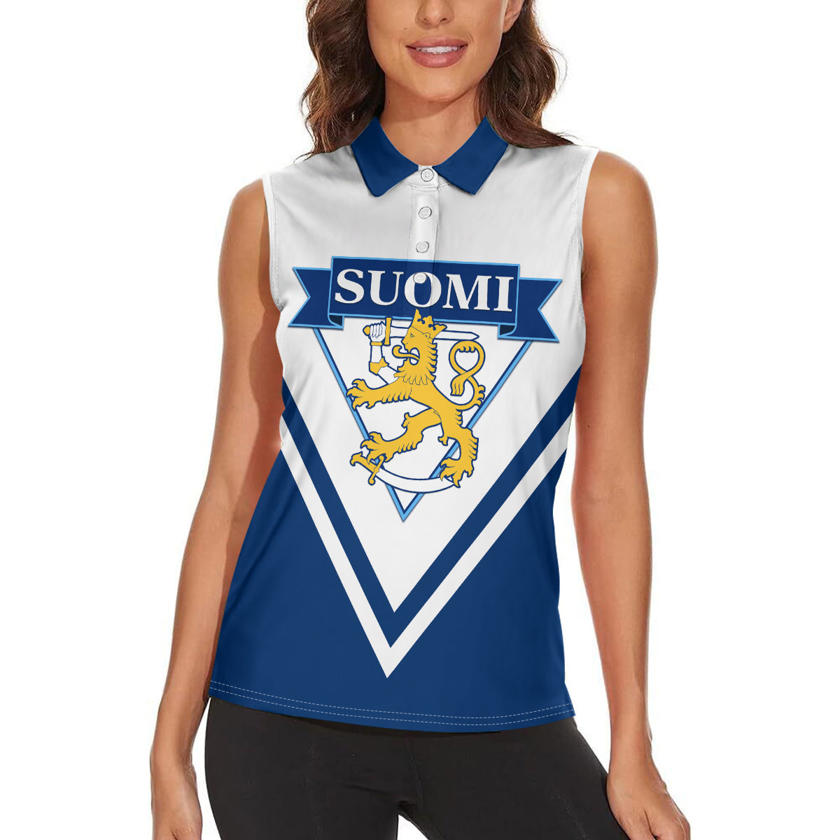 Finland Hockey 2024 Women Sleeveless Polo Shirt Come on Leijonat - Wonder Print Shop