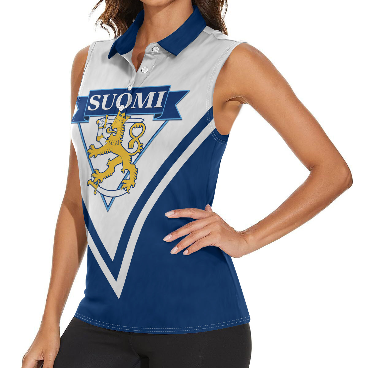 Finland Hockey 2024 Women Sleeveless Polo Shirt Come on Leijonat - Wonder Print Shop