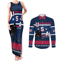 USA Hockey 2024 Couples Matching Tank Maxi Dress and Long Sleeve Button Shirt Go Team USA - Wonder Print Shop