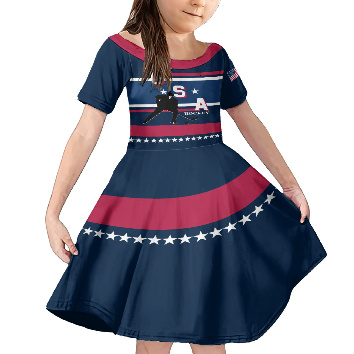 USA Hockey 2024 Family Matching Mermaid Dress and Hawaiian Shirt Go Team USA - Wonder Print Shop