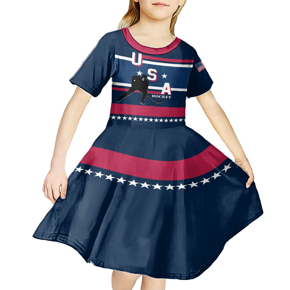 USA Hockey 2024 Kid Short Sleeve Dress Go Team USA - Wonder Print Shop