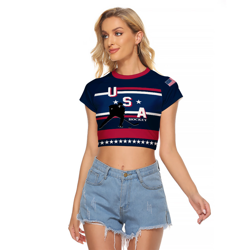 USA Hockey 2024 Raglan Cropped T Shirt Go Team USA - Wonder Print Shop