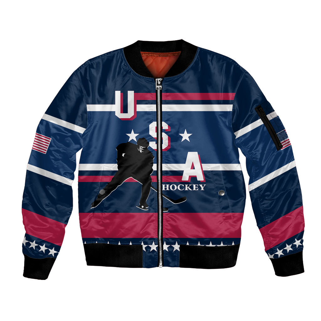 USA Hockey 2024 Sleeve Zip Bomber Jacket Go Team USA - Wonder Print Shop