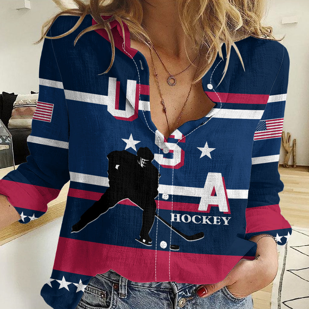 USA Hockey 2024 Women Casual Shirt Go Team USA - Wonder Print Shop