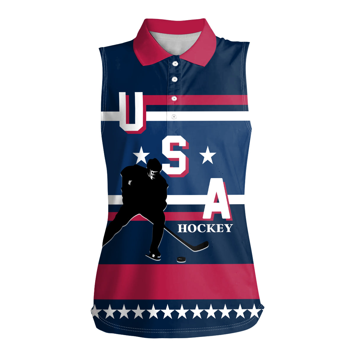 USA Hockey 2024 Women Sleeveless Polo Shirt Go Team USA - Wonder Print Shop