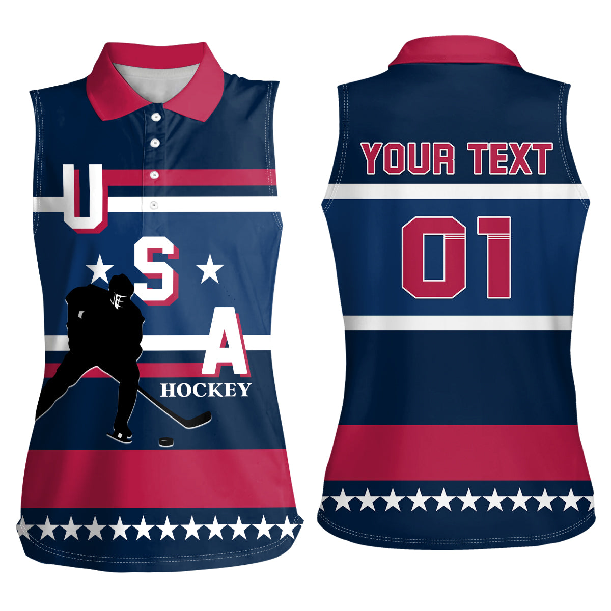 USA Hockey 2024 Women Sleeveless Polo Shirt Go Team USA - Wonder Print Shop