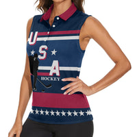USA Hockey 2024 Women Sleeveless Polo Shirt Go Team USA - Wonder Print Shop