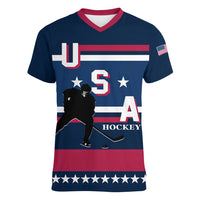 USA Hockey 2024 Women V-Neck T-Shirt Go Team USA - Wonder Print Shop