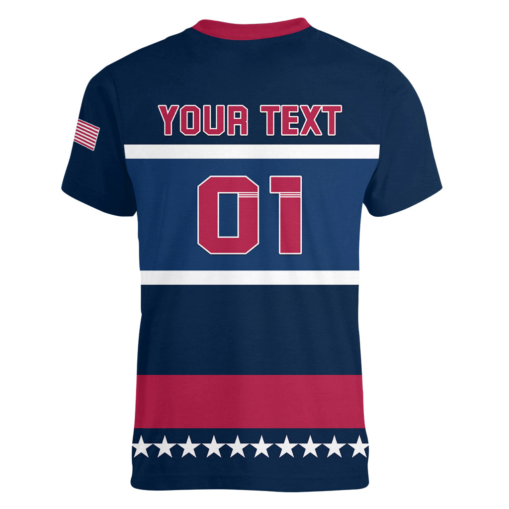USA Hockey 2024 Women V-Neck T-Shirt Go Team USA - Wonder Print Shop
