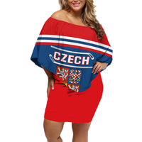 Czech Hockey 2024 Family Matching Off Shoulder Short Dress and Hawaiian Shirt Come on Czechia - Wonder Print Shop