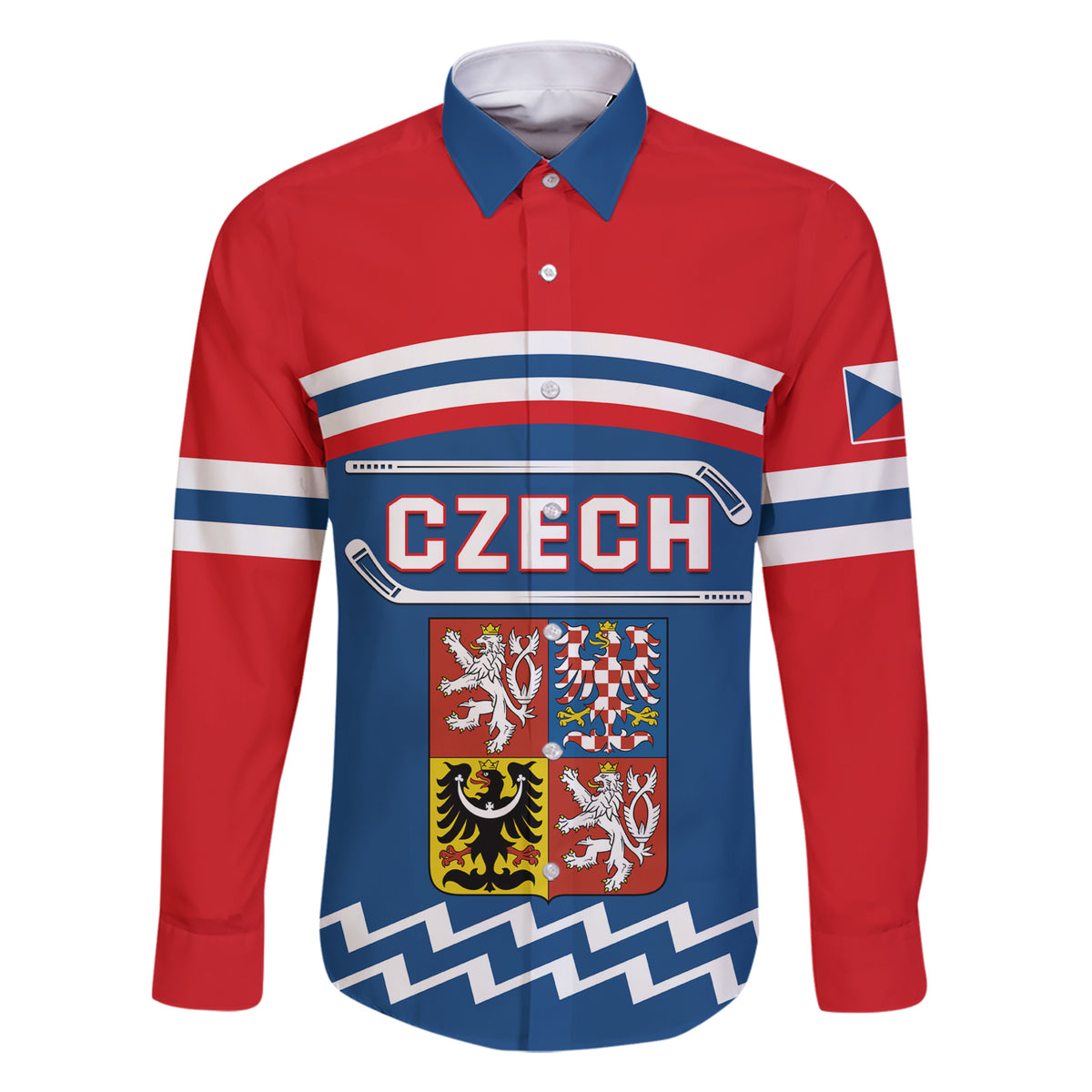 Czech Hockey 2024 Family Matching Short Sleeve Bodycon Dress and Hawaiian Shirt Come on Czechia - Wonder Print Shop