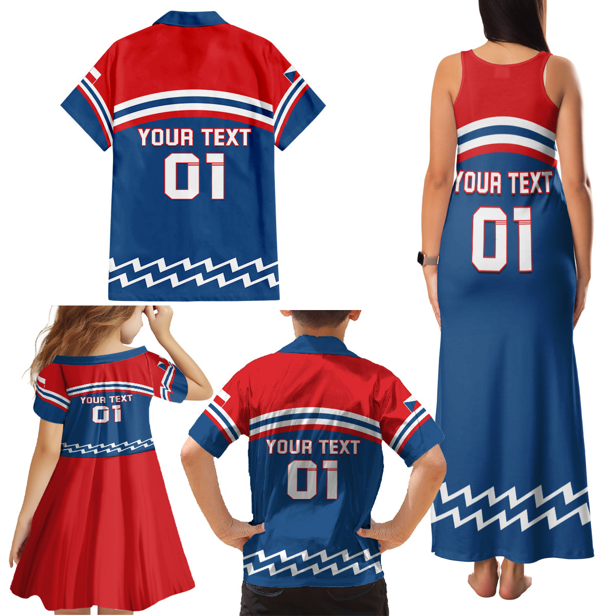Czech Hockey 2024 Family Matching Tank Maxi Dress and Hawaiian Shirt Come on Czechia - Wonder Print Shop