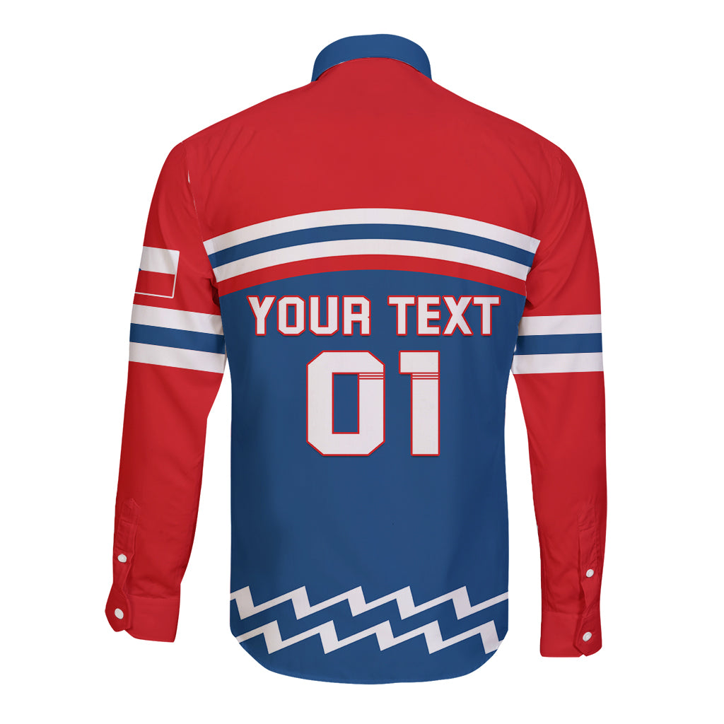 Czech Hockey 2024 Long Sleeve Button Shirt Come on Czechia - Wonder Print Shop