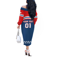 Czech Hockey 2024 Off The Shoulder Long Sleeve Dress Come on Czechia - Wonder Print Shop