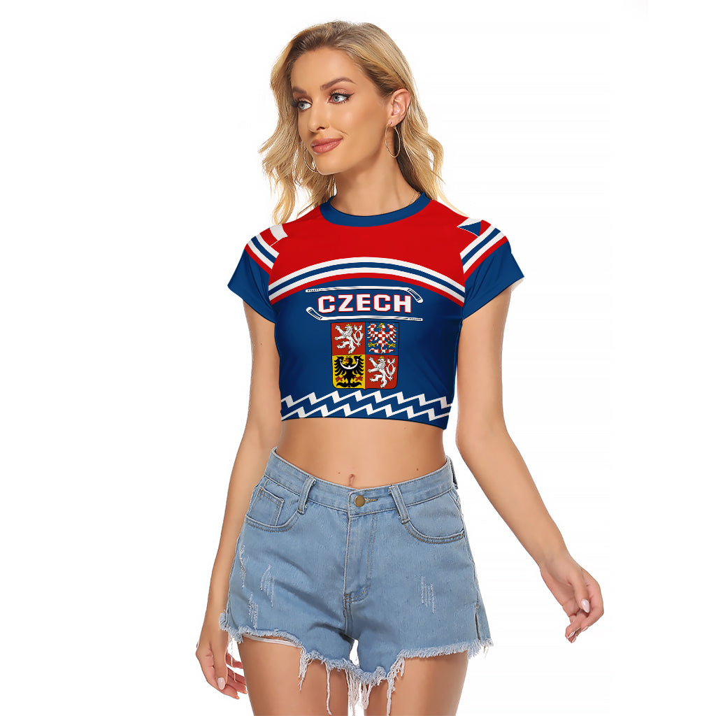 Czech Hockey 2024 Raglan Cropped T Shirt Come on Czechia - Wonder Print Shop