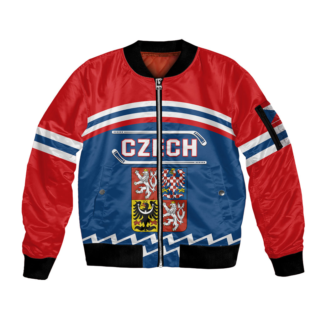 Czech Hockey 2024 Sleeve Zip Bomber Jacket Come on Czechia - Wonder Print Shop