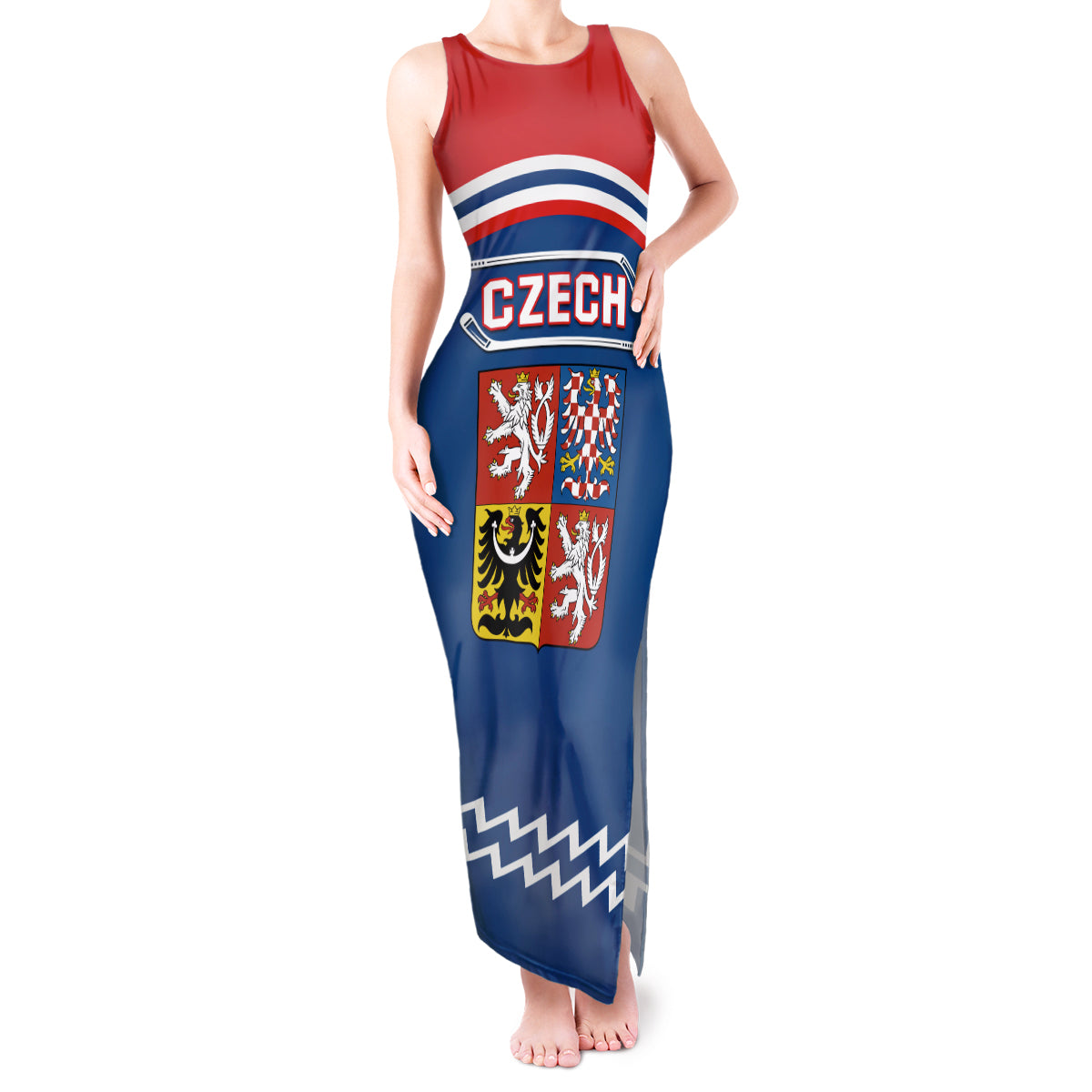 Czech Hockey 2024 Tank Maxi Dress Come on Czechia - Wonder Print Shop