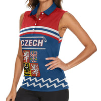 Czech Hockey 2024 Women Sleeveless Polo Shirt Come on Czechia - Wonder Print Shop