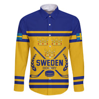 Sweden Hockey 2024 Family Matching Long Sleeve Bodycon Dress and Hawaiian Shirt Tre Kronor Come on - Wonder Print Shop