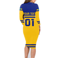 Sweden Hockey 2024 Family Matching Long Sleeve Bodycon Dress and Hawaiian Shirt Tre Kronor Come on - Wonder Print Shop