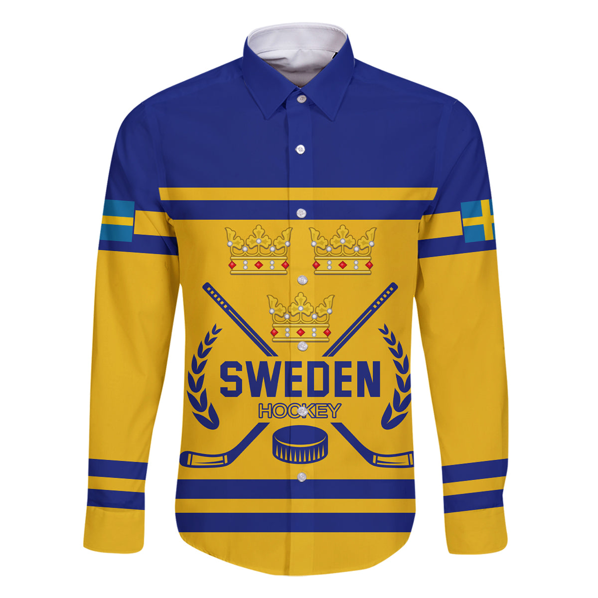 Sweden Hockey 2024 Family Matching Off Shoulder Short Dress and Hawaiian Shirt Tre Kronor Come on - Wonder Print Shop