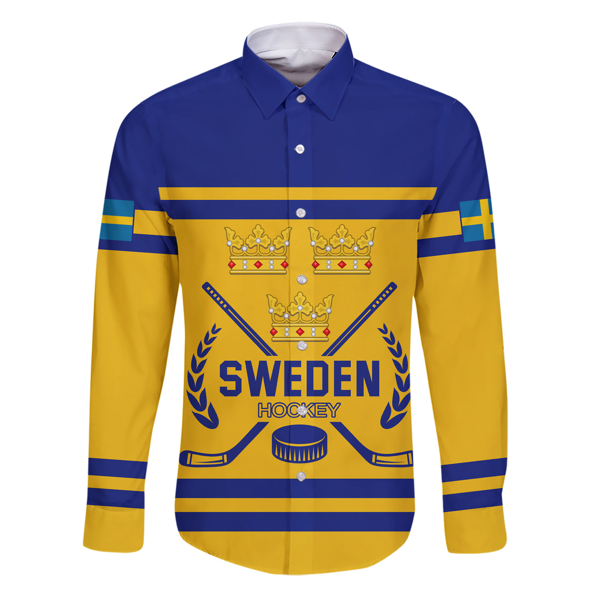Sweden Hockey 2024 Family Matching Short Sleeve Bodycon Dress and Hawaiian Shirt Tre Kronor Come on - Wonder Print Shop