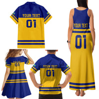 Sweden Hockey 2024 Family Matching Tank Maxi Dress and Hawaiian Shirt Tre Kronor Come on - Wonder Print Shop