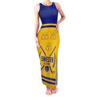 Sweden Hockey 2024 Family Matching Tank Maxi Dress and Hawaiian Shirt Tre Kronor Come on - Wonder Print Shop