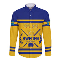 Sweden Hockey 2024 Long Sleeve Button Shirt Tre Kronor Come on - Wonder Print Shop