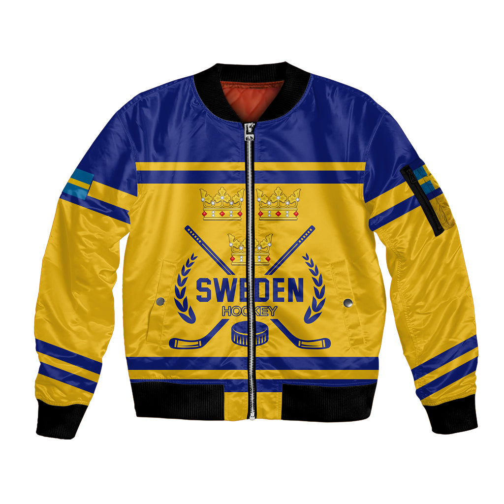 Sweden Hockey 2024 Sleeve Zip Bomber Jacket Tre Kronor Come on - Wonder Print Shop