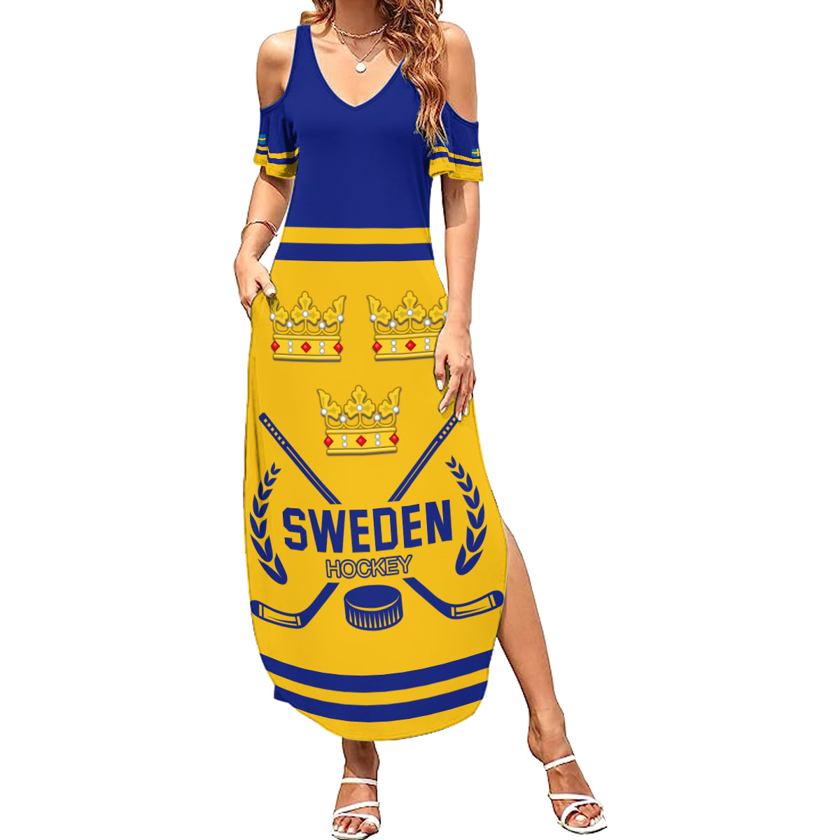 Sweden Hockey 2024 Summer Maxi Dress Tre Kronor Come on - Wonder Print Shop