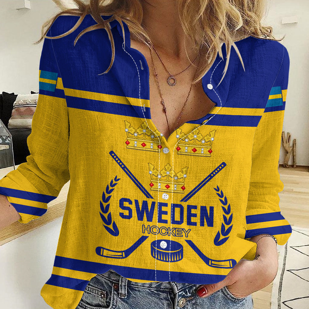 Sweden Hockey 2024 Women Casual Shirt Tre Kronor Come on - Wonder Print Shop