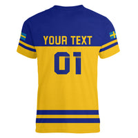 Sweden Hockey 2024 Women V-Neck T-Shirt Tre Kronor Come on - Wonder Print Shop