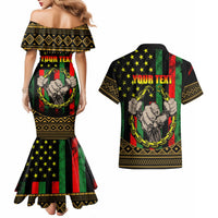 Juneteenth Celebration 2024 Couples Matching Mermaid Dress and Hawaiian Shirt Black History June 19 - Wonder Print Shop