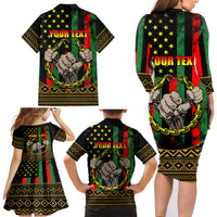 Juneteenth Celebration 2024 Family Matching Long Sleeve Bodycon Dress and Hawaiian Shirt Black History June 19 - Wonder Print Shop