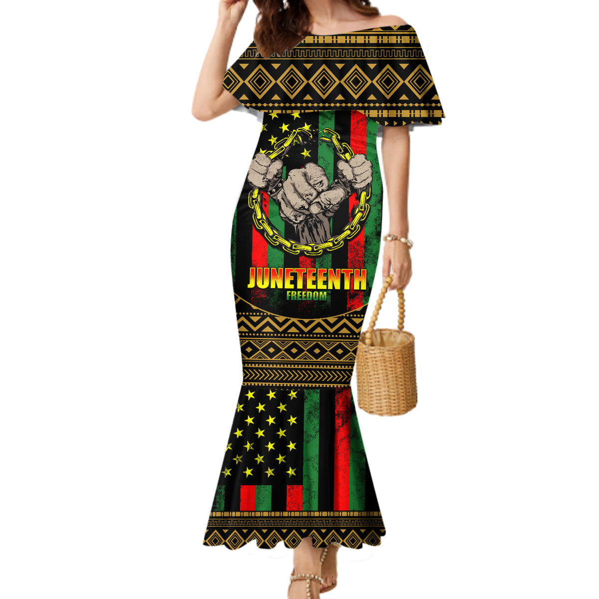 Juneteenth Celebration 2024 Family Matching Mermaid Dress and Hawaiian Shirt Black History June 19 - Wonder Print Shop