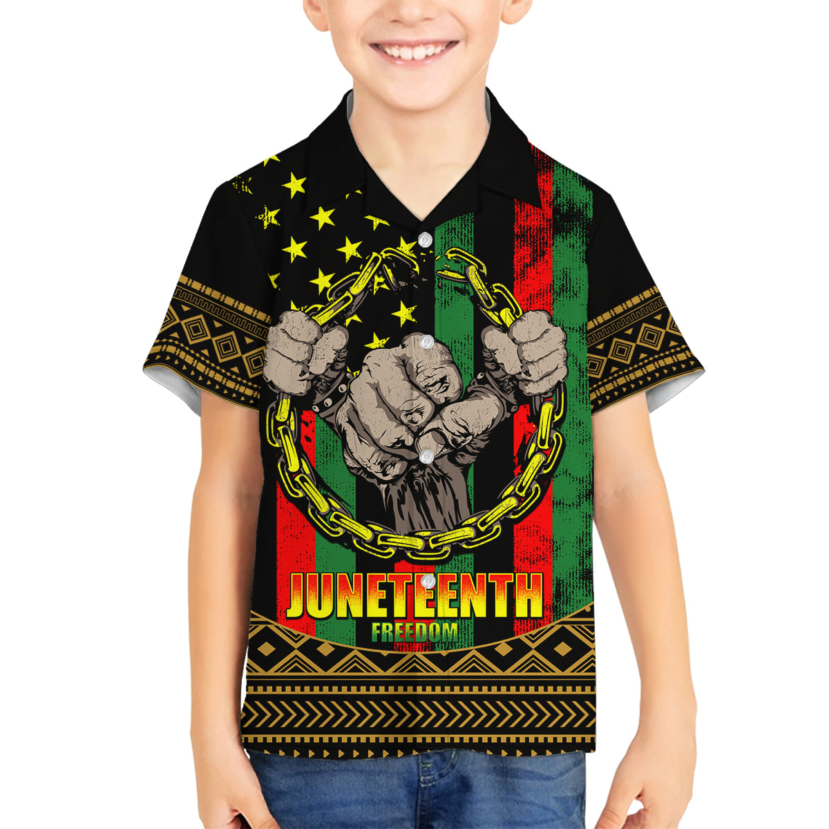 Juneteenth Celebration 2024 Family Matching Off Shoulder Short Dress and Hawaiian Shirt Black History June 19 - Wonder Print Shop