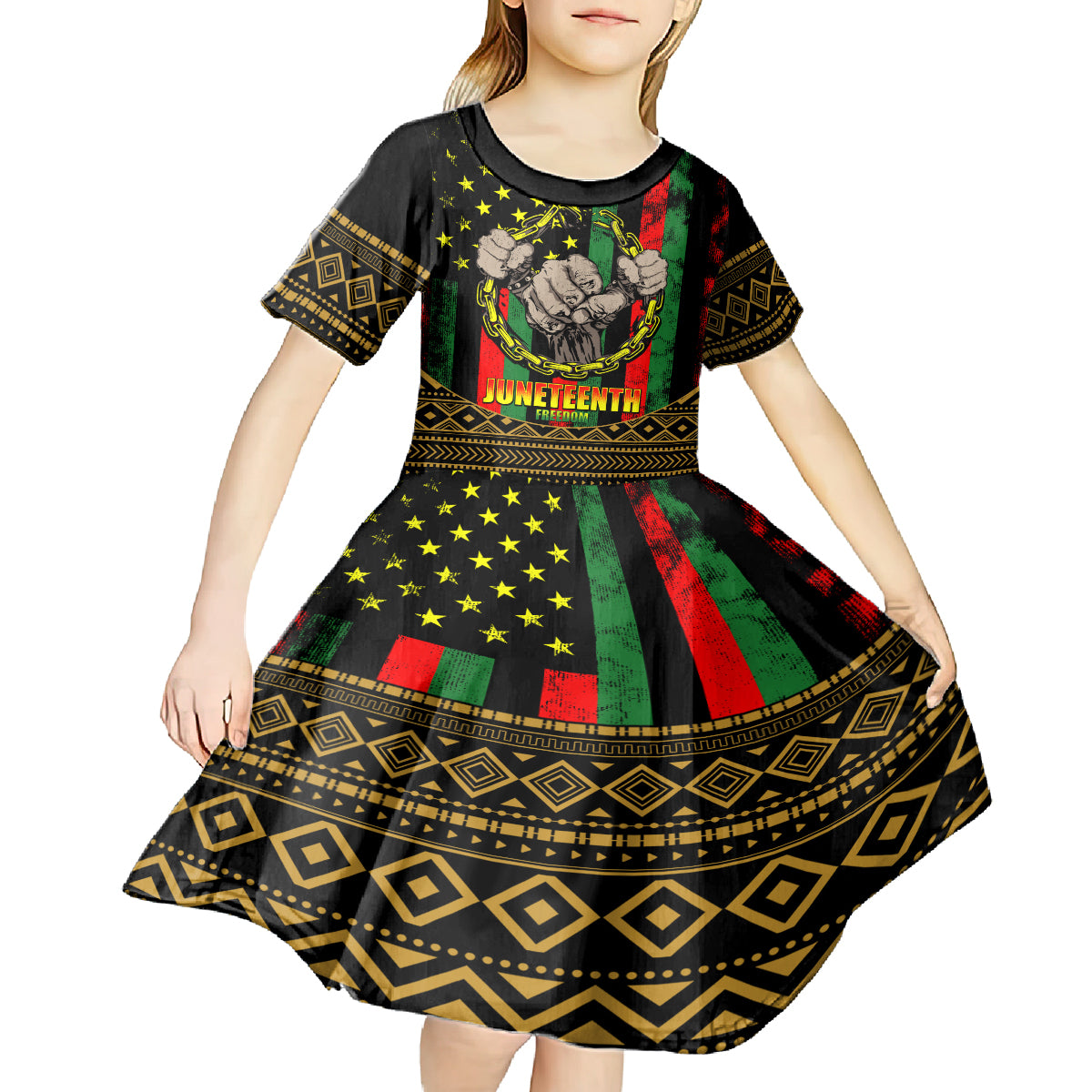 Juneteenth Celebration 2024 Kid Short Sleeve Dress Black History June 19 - Wonder Print Shop
