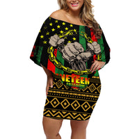 Juneteenth Celebration 2024 Off Shoulder Short Dress Black History June 19 - Wonder Print Shop