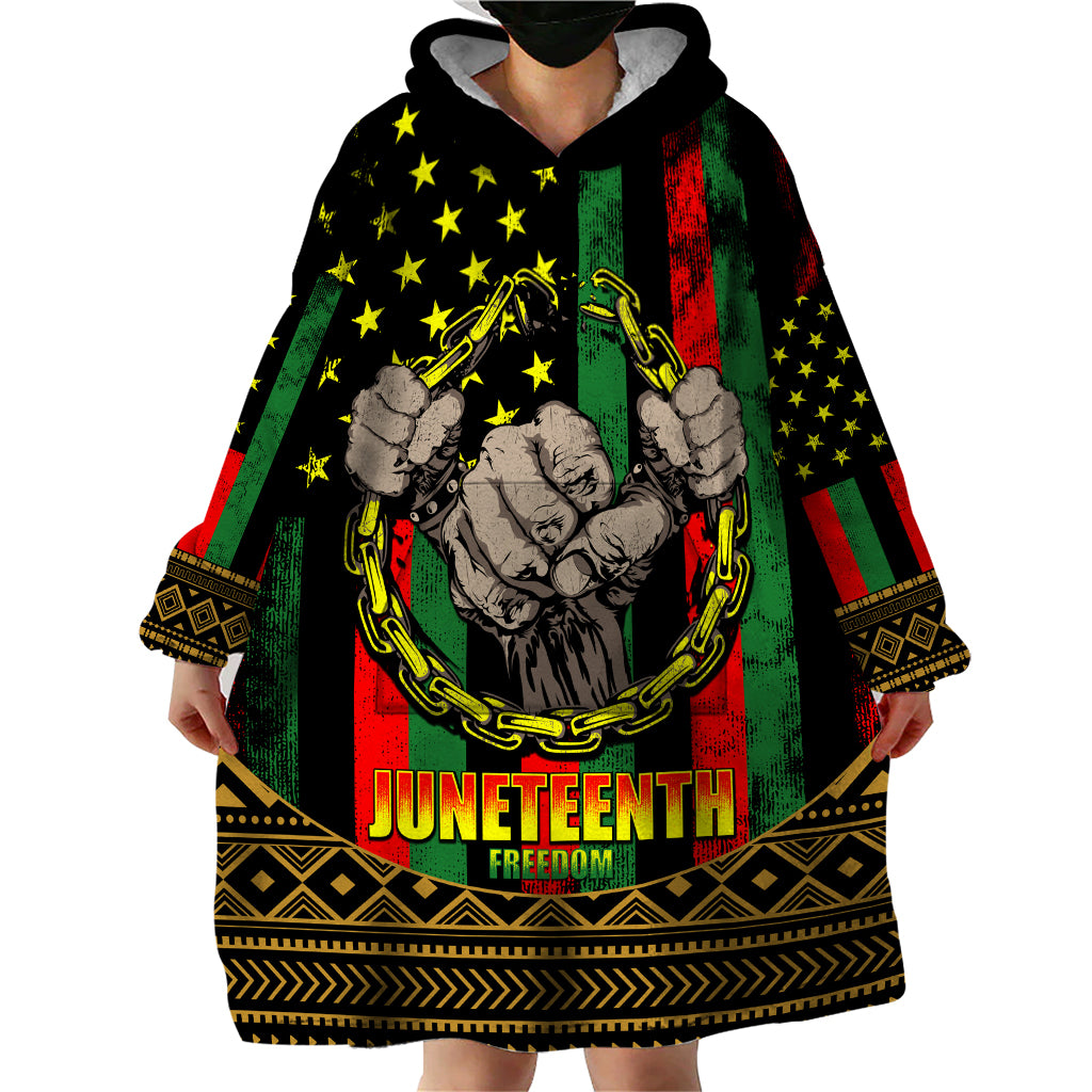 Juneteenth Celebration 2024 Wearable Blanket Hoodie Black History June 19 - Wonder Print Shop