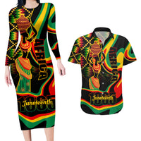 Juneteenth 2024 Couples Matching Long Sleeve Bodycon Dress and Hawaiian Shirt 1865 Freedom Day Anniversary - Wonder Print Shop
