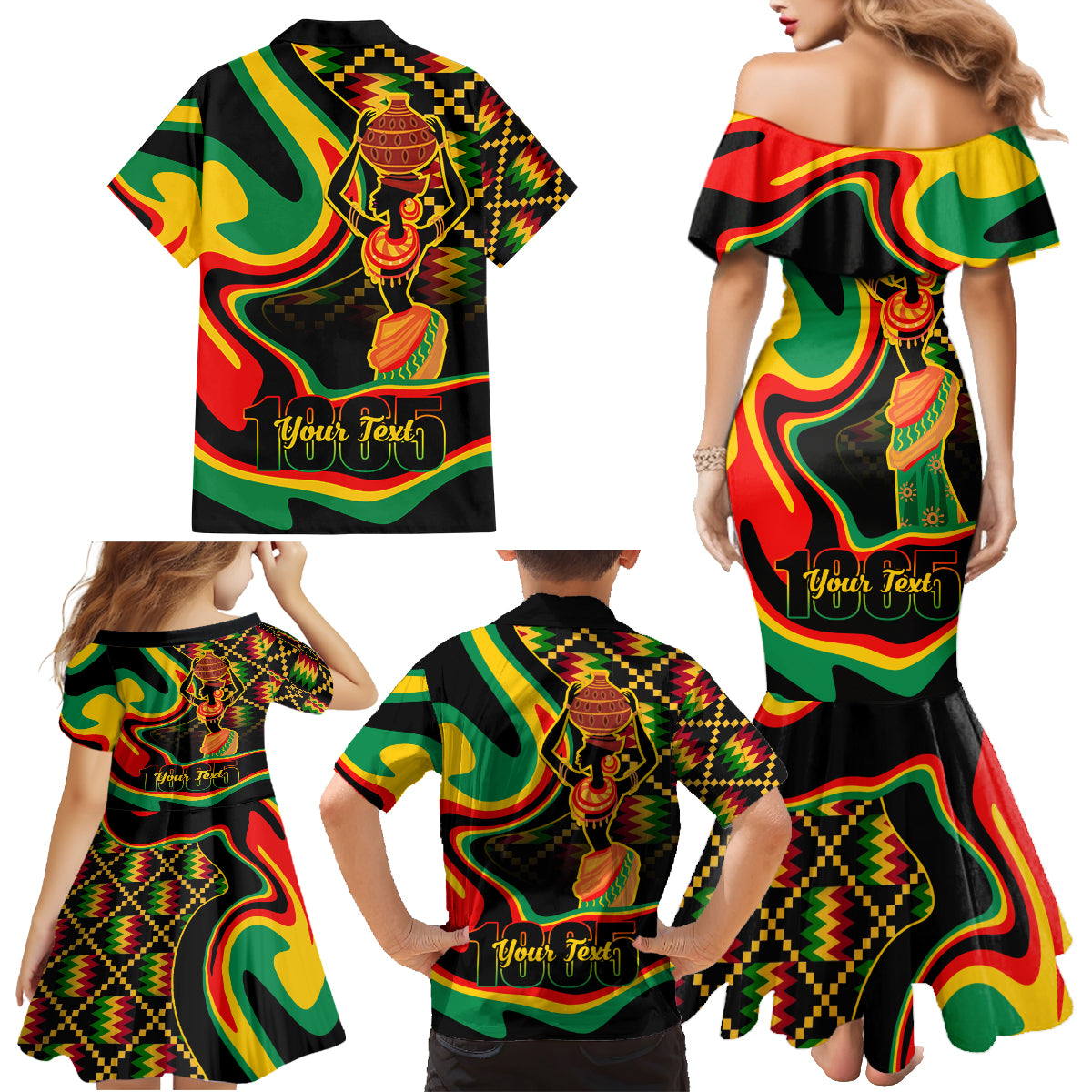 Juneteenth 2024 Family Matching Mermaid Dress and Hawaiian Shirt 1865 Freedom Day Anniversary - Wonder Print Shop
