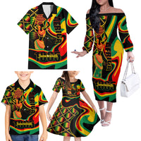 Juneteenth 2024 Family Matching Off The Shoulder Long Sleeve Dress and Hawaiian Shirt 1865 Freedom Day Anniversary - Wonder Print Shop