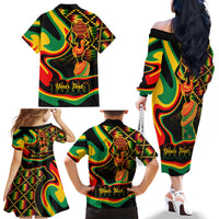 Juneteenth 2024 Family Matching Off The Shoulder Long Sleeve Dress and Hawaiian Shirt 1865 Freedom Day Anniversary - Wonder Print Shop
