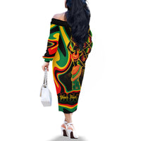 Juneteenth 2024 Family Matching Off The Shoulder Long Sleeve Dress and Hawaiian Shirt 1865 Freedom Day Anniversary - Wonder Print Shop